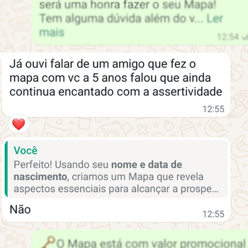 Depoimento WhatsApp: já ouvi falar de um amigo que fez o mapa há 5 anos