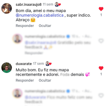 Depoimentos Instagram sabr.inaaraujo8 e duwarate: amei o meu mapa